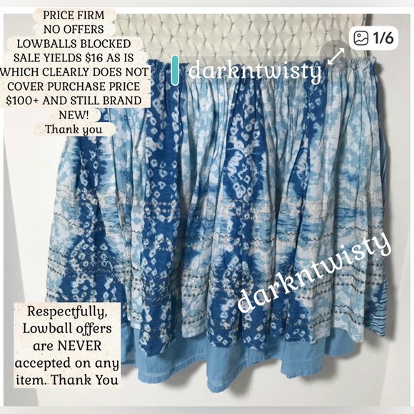 Free People Dresses & Skirts - BNWT XS Free People Blue/white/silver Mini Skirt 2 PRICE FIRM NO DISCOUNTS